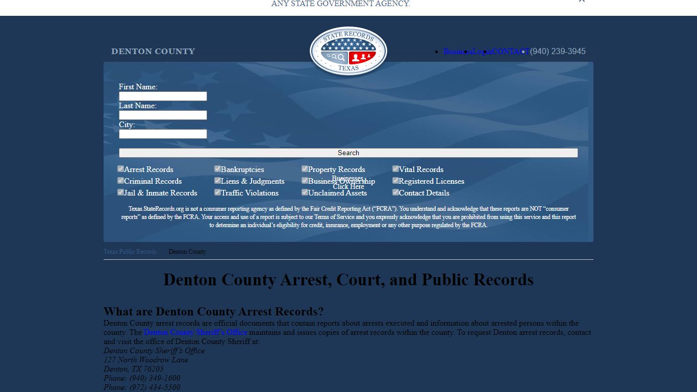 Denton County Arrest, Court, and Public Records